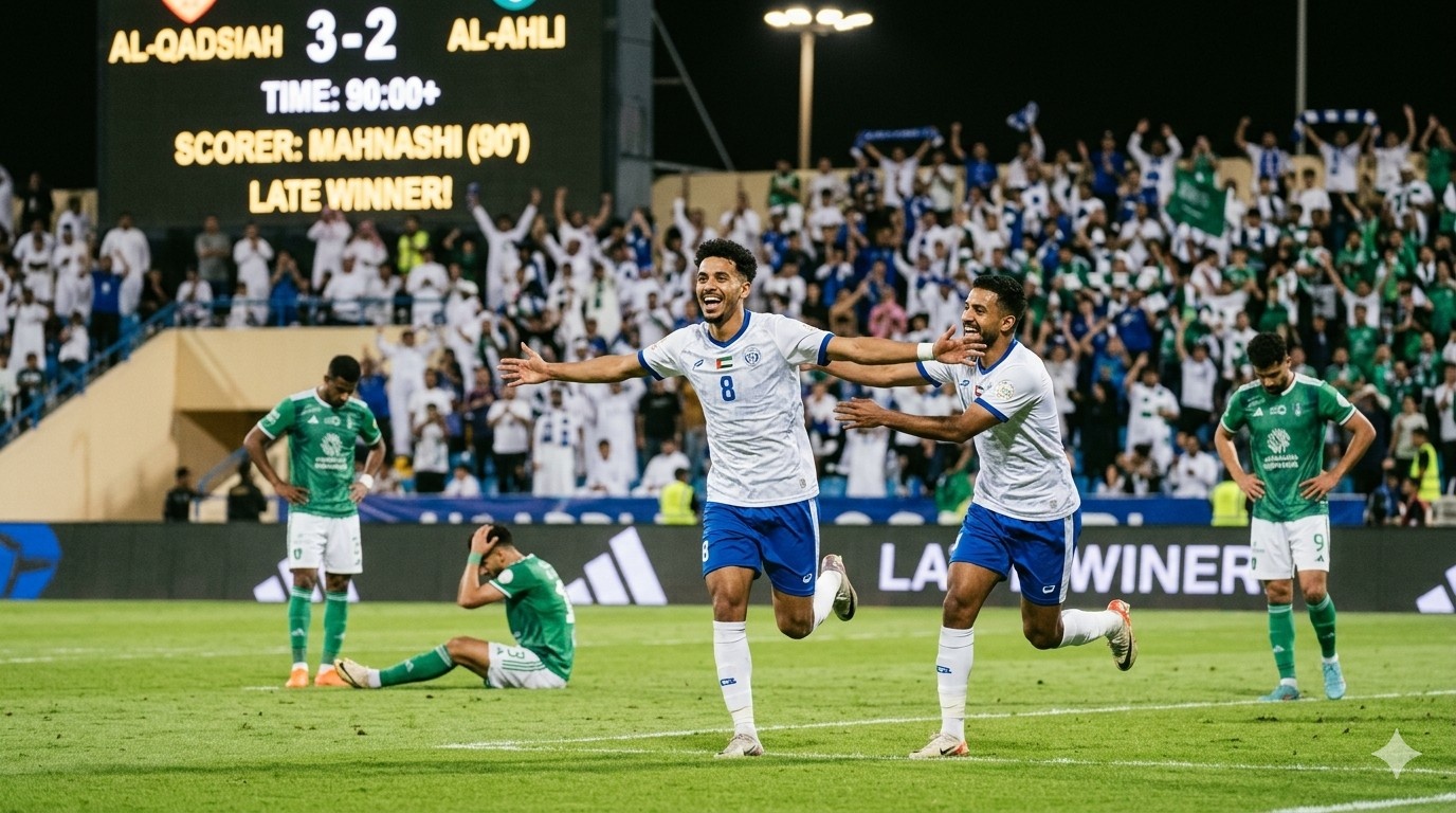 Al-Qadsiah 3–2 Al-Ahli: Mahnashi’s Late Winner Completes Stunning Comeback